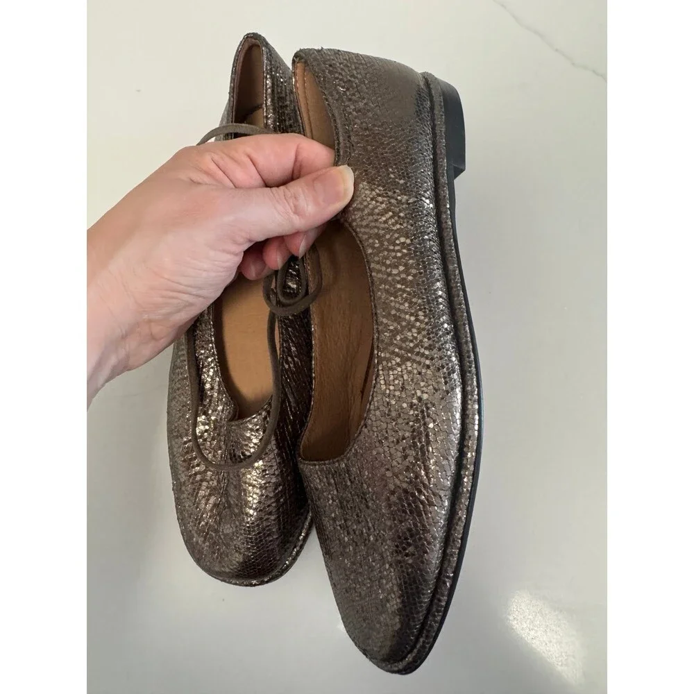 Madewell Normani Lace-Up Mary Janes in metallic leather - Picture 8 of 9